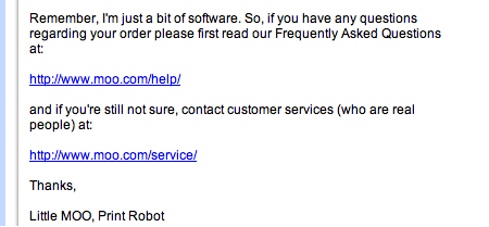 Email from Moo